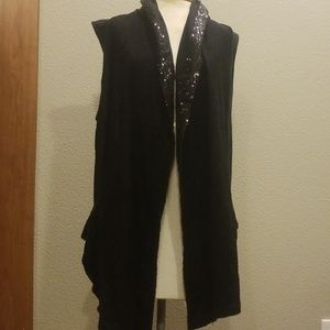 Stylish Black Cardigan with Black Sequins